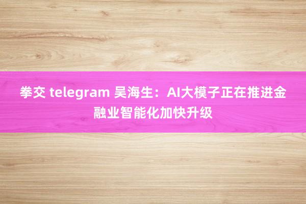 拳交 telegram 吴海生：AI大模子正在推进金融业智能化加快升级