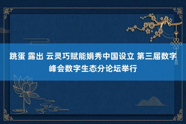 跳蛋 露出 云灵巧赋能娟秀中国设立 第三届数字峰会数字生态分论坛举行