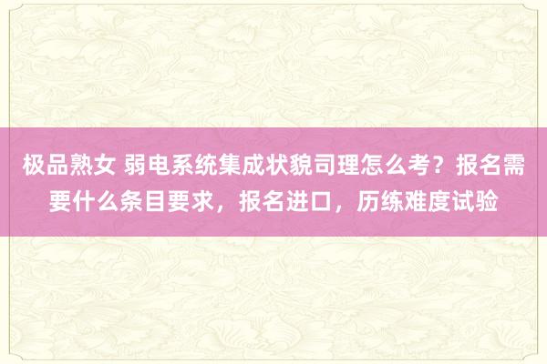 极品熟女 弱电系统集成状貌司理怎么考？报名需要什么条目要求，报名进口，历练难度试验