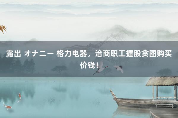 露出 オナニー 格力电器，洽商职工握股贪图购买价钱！