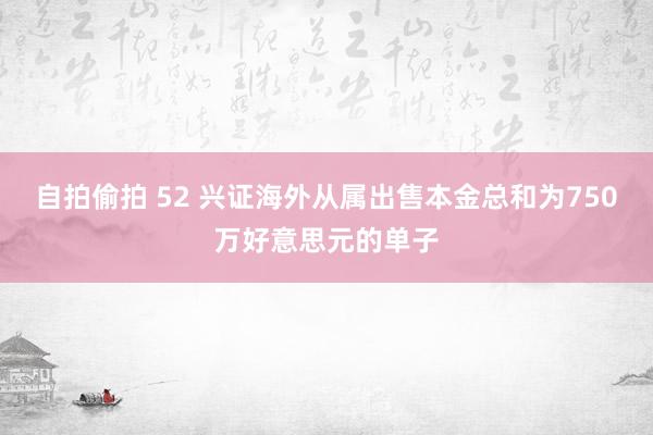 自拍偷拍 52 兴证海外从属出售本金总和为750万好意思元的单子