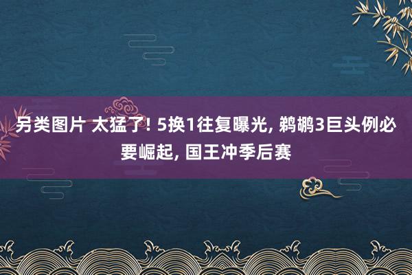 另类图片 太猛了! 5换1往复曝光， 鹈鹕3巨头例必要崛起， 国王冲季后赛