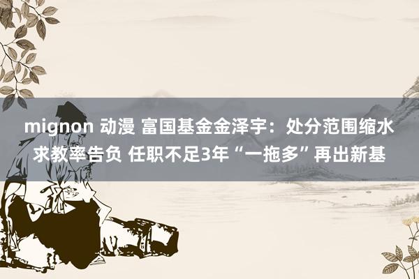 mignon 动漫 富国基金金泽宇：处分范围缩水求教率告负 任职不足3年“一拖多”再出新基