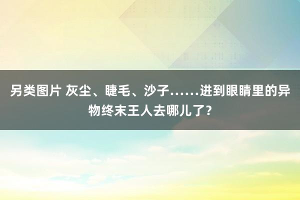 另类图片 灰尘、睫毛、沙子……进到眼睛里的异物终末王人去哪儿了？