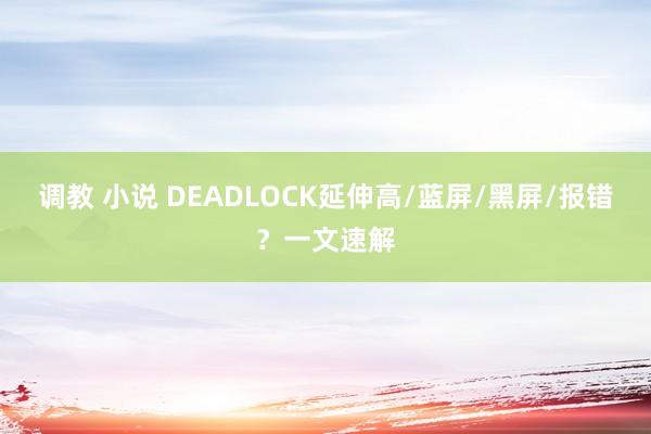 调教 小说 DEADLOCK延伸高/蓝屏/黑屏/报错？一文速解