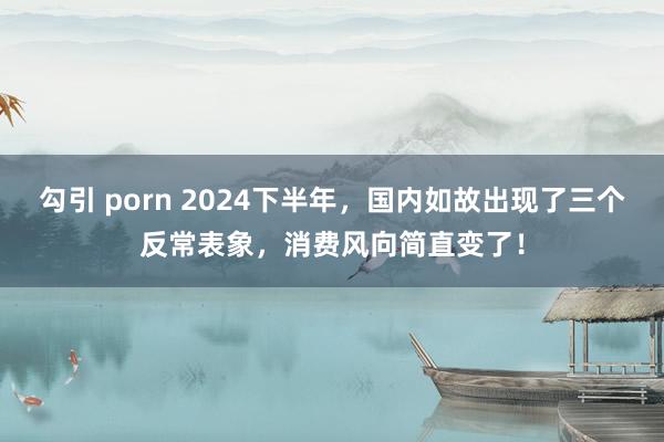 勾引 porn 2024下半年，国内如故出现了三个反常表象，消费风向简直变了！