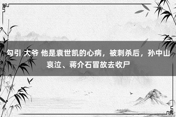 勾引 大爷 他是袁世凯的心病，被刺杀后，孙中山哀泣、蒋介石冒故去收尸