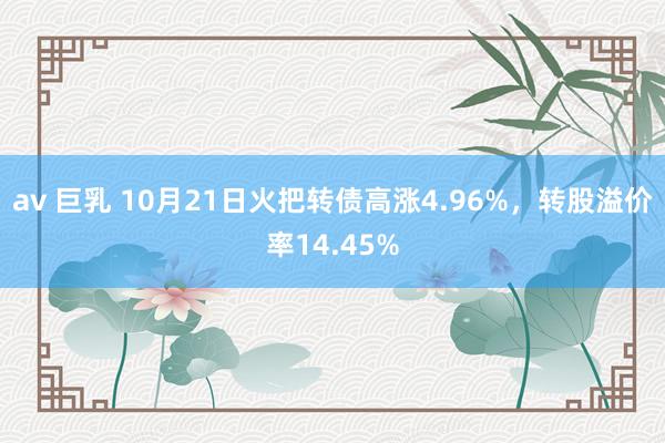 av 巨乳 10月21日火把转债高涨4.96%，转股溢价率14.45%