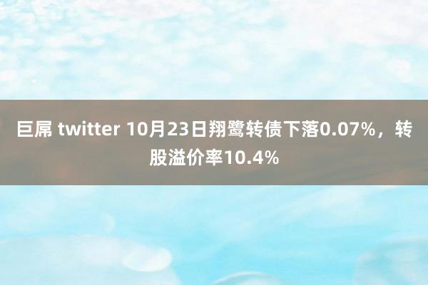 巨屌 twitter 10月23日翔鹭转债下落0.07%，转股溢价率10.4%