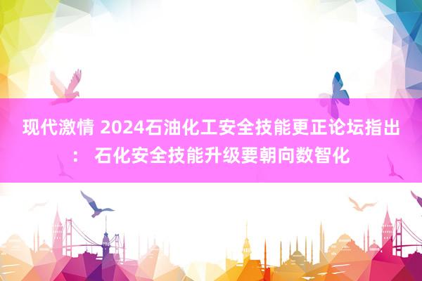 现代激情 2024石油化工安全技能更正论坛指出： 石化安全技能升级要朝向数智化