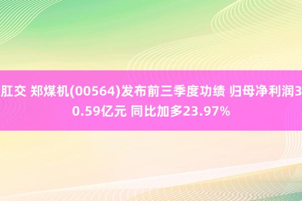 肛交 郑煤机(00564)发布前三季度功绩 归母净利润30.59亿元 同比加多23.97%