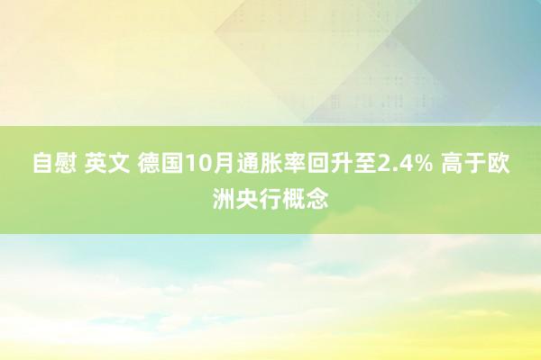 自慰 英文 德国10月通胀率回升至2.4% 高于欧洲央行概念