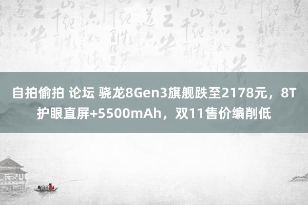 自拍偷拍 论坛 骁龙8Gen3旗舰跌至2178元，8T护眼直屏+5500mAh，双11售价编削低