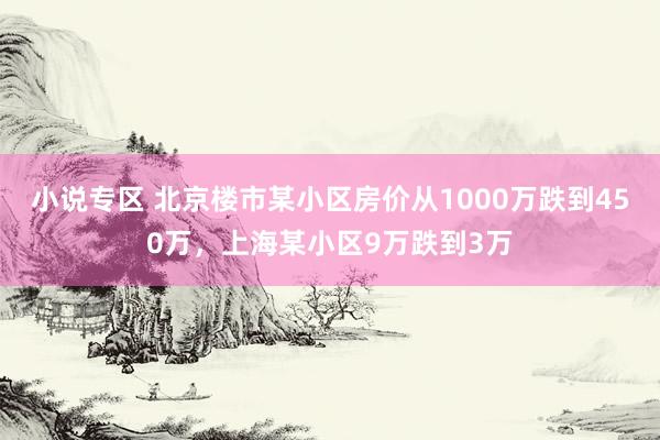 小说专区 北京楼市某小区房价从1000万跌到450万，上海某小区9万跌到3万