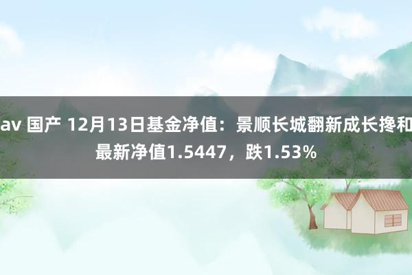 av 国产 12月13日基金净值：景顺长城翻新成长搀和最新净值1.5447，跌1.53%