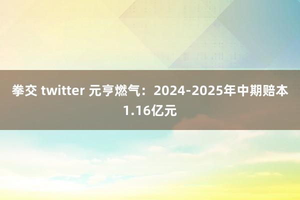 拳交 twitter 元亨燃气：2024-2025年中期赔本1.16亿元