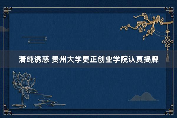 清纯诱惑 贵州大学更正创业学院认真揭牌