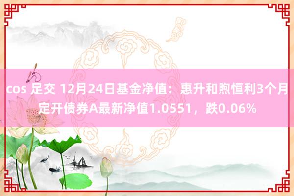 cos 足交 12月24日基金净值：惠升和煦恒利3个月定开债券A最新净值1.0551，跌0.06%