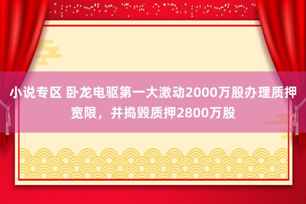 小说专区 卧龙电驱第一大激动2000万股办理质押宽限，并捣毁质押2800万股