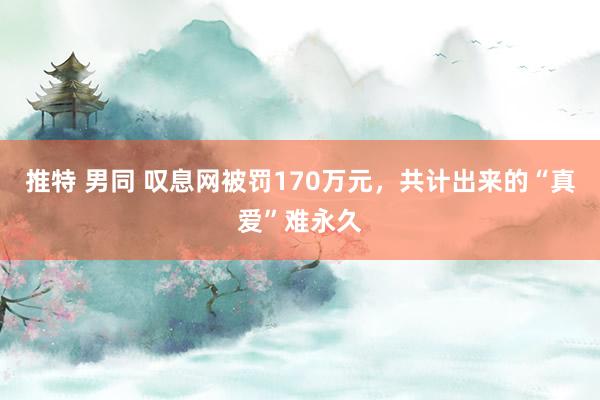 推特 男同 叹息网被罚170万元，共计出来的“真爱”难永久