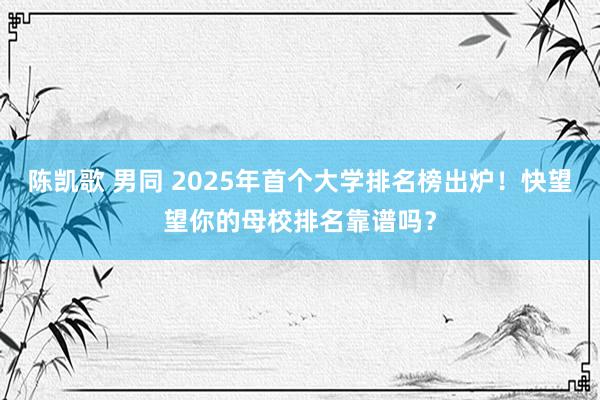 陈凯歌 男同 2025年首个大学排名榜出炉！快望望你的母校排名靠谱吗？