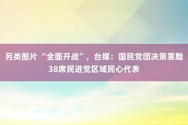 另类图片 “全面开战”，台媒：国民党团决策罢黜38席民进党区域民心代表