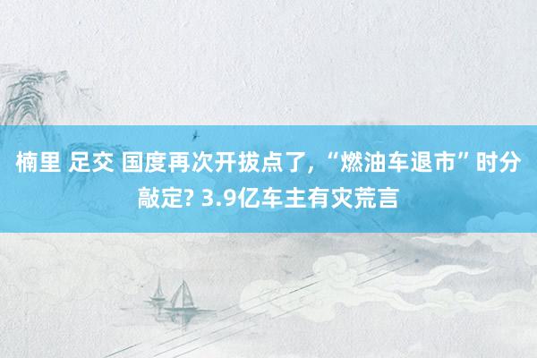 楠里 足交 国度再次开拔点了， “燃油车退市”时分敲定? 3.9亿车主有灾荒言